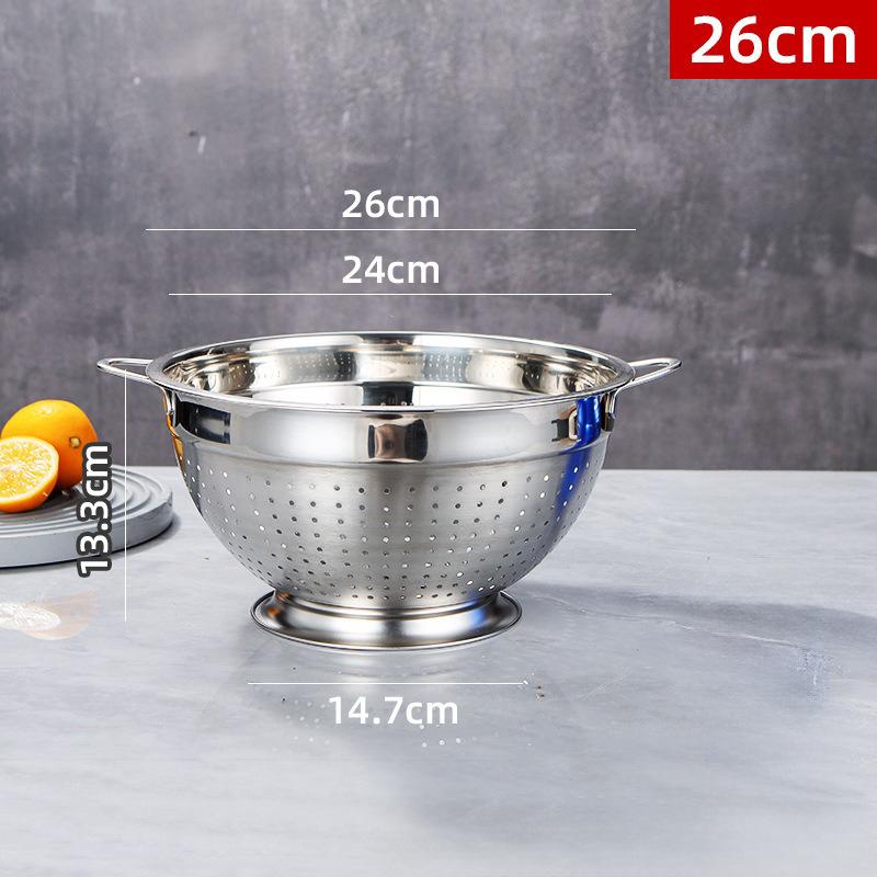 18/30cm Kitchen Washing Strainer Bowl Multipurpose Drain Basket Stainless Steel Handle Fruit Strainer Salad Vegetables Colander