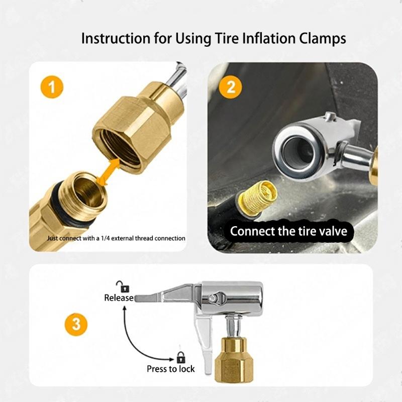 Heavy Duty Tire Inflation Chuck Alloy Air Valves Adapter with Leak Proof Seal for Truck Bus Double Wheel Vehicles