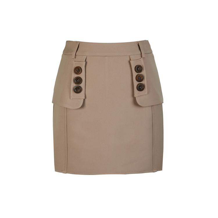 J.JANE Flap H-Line Skirt (Beige)