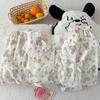 Premium Doll Collar Pajamas Women'S Summer Bear Party Short Sleeve Cloud Cotton Pajamas Women'S Three-Piece Set