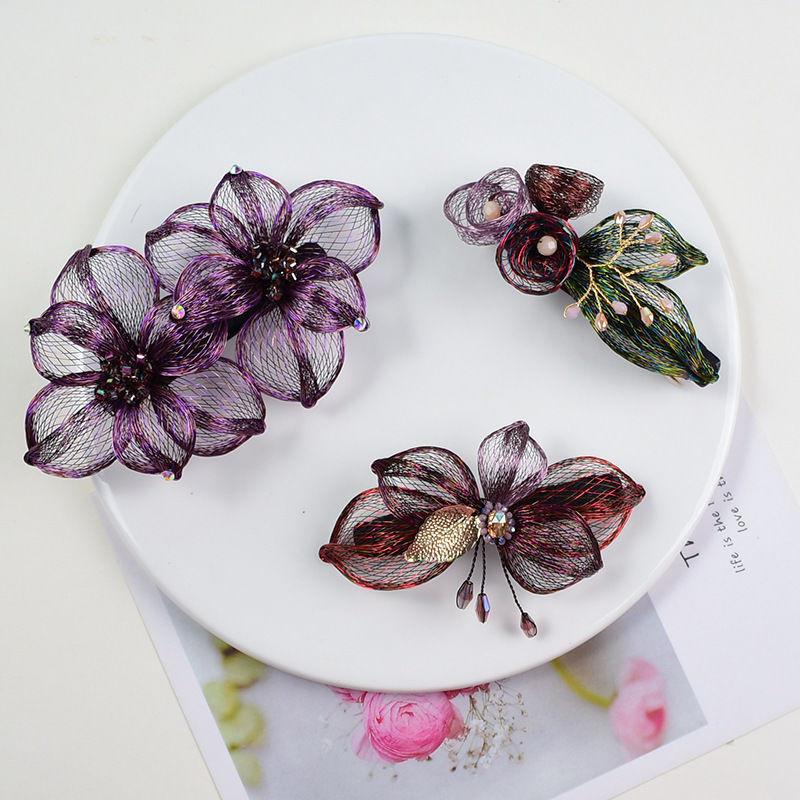 1M Handwoven Mesh Hair Accessory Bohemian Hair Clip for Thick Hair Copper-Plated Steel Hair Clip Copper Jewelry Accessories