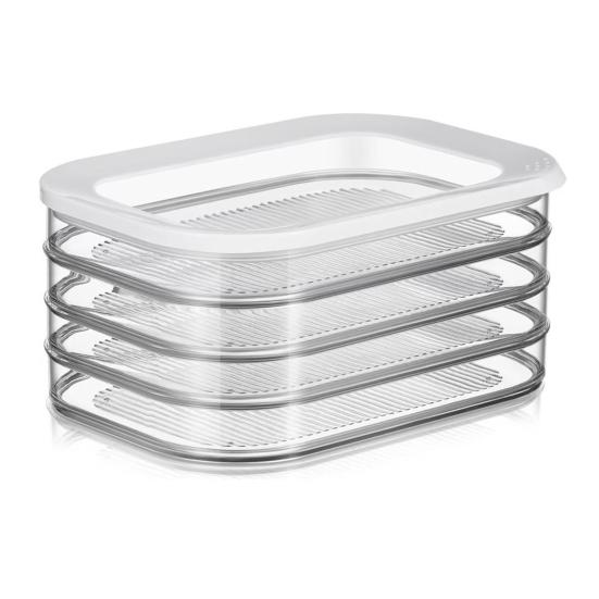 Crisper Box Stackable Design Transparent Food Storage Container with Sealed Lid Fruits Vegetables Meat Snacks Fridge Organization