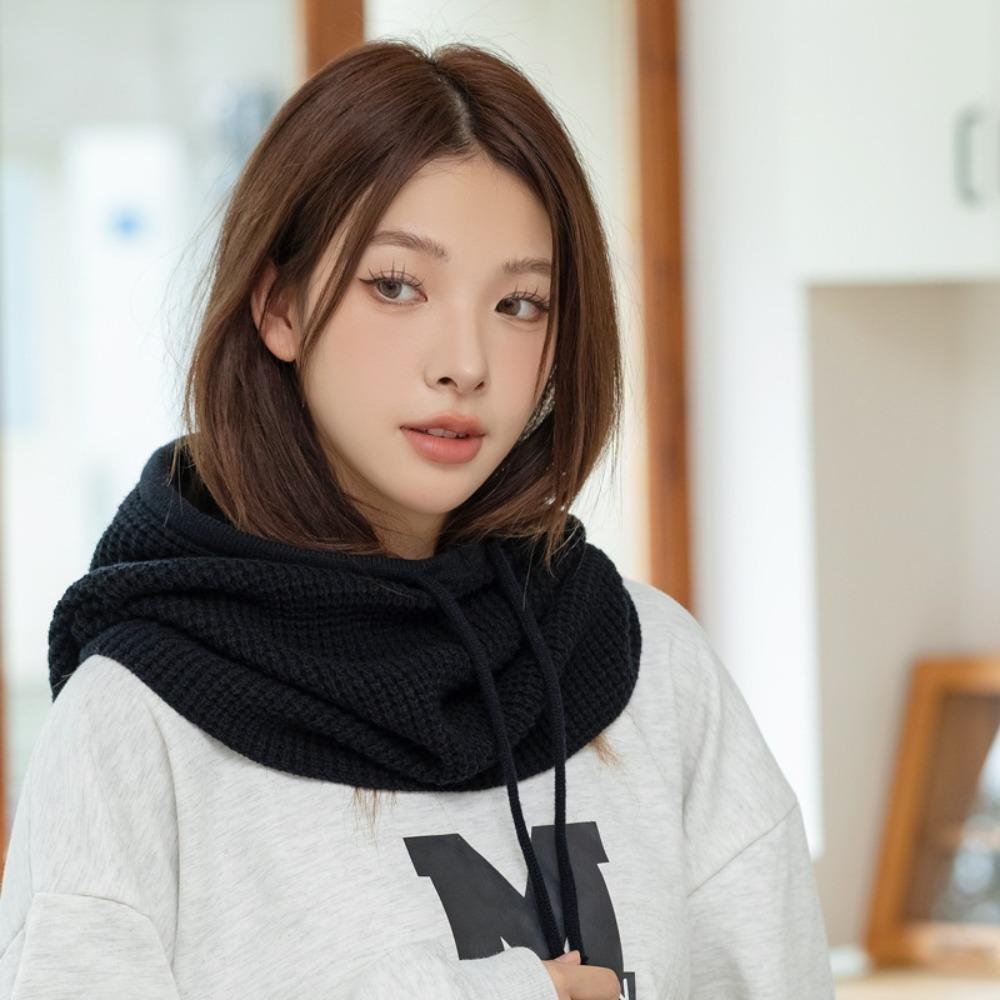 Warm Knitted Hooded Cap Ear Protection Scarf Hat Fashion Full-envelope Cap  Unisex