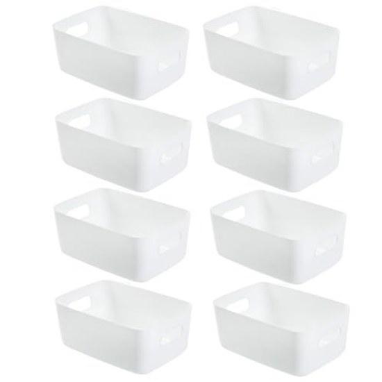 Plastic Case Storage Small Item Organizer Color Box Basket Kitchen Washroom 8-piece Set (white Size S)