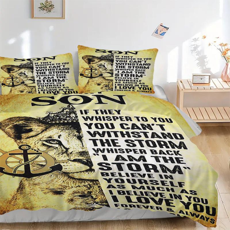 3pcs Empowering Lioness Bedding Set - Includes 1 Quilt Cover and 2 Pillowcases, Comfortable Bedding with Stylish Design for Bedroom, Machine