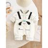 Spring and Autumn Style Dog Adventure Romper with Fake Suspenders, Cute Cartoon Long-Sleeve Unisex Baby Ultra-Adorable Infant One-Piece Crawling Suit