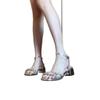 [Heel Height .5cm] Thick Heel Thick Sole Heightening Rhinestone Sandals Women Wear Summer New Open-toed Slippers