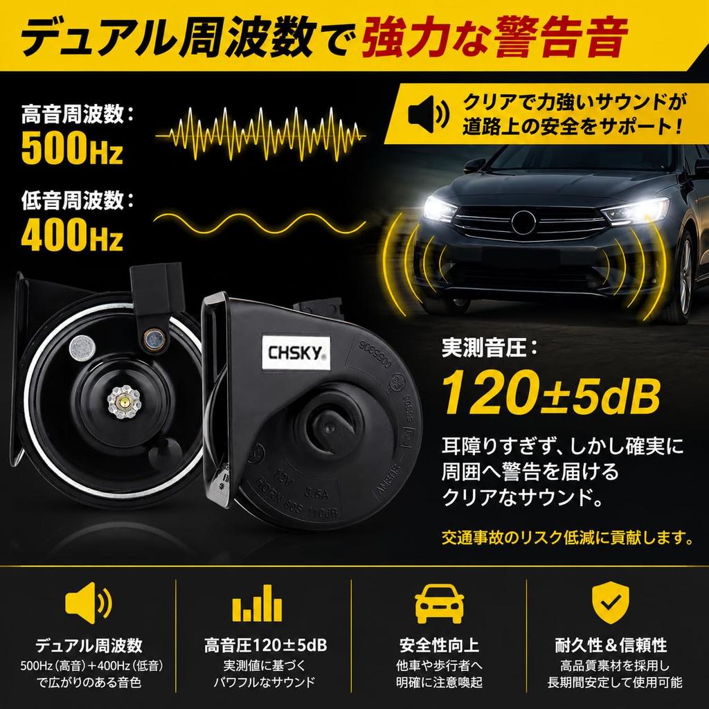 [2026 New Version] Toyota/Lexus 12V Premium Horn 2-Piece Set (High/Low Tone) 120dB Lexus-Style Genuine Sound Waterproof/Dustproof with Dual Splitter H