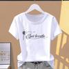 (Asian Size) cute letter style Women's Top T shirt Printed O-neck Short Sleeve T-shirts Fashion Female Casual Clothing Graphic Tee