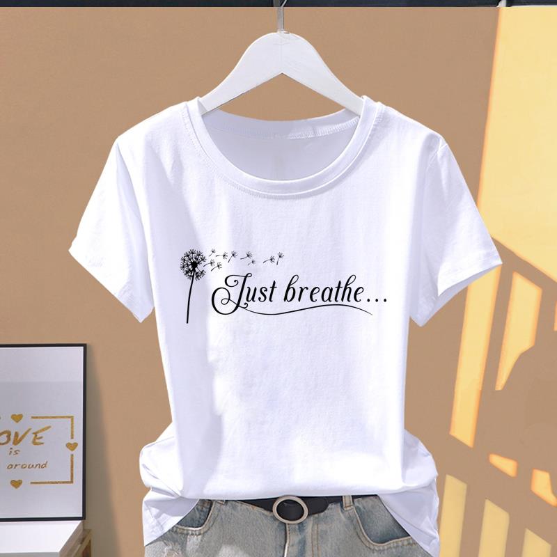 (Asian Size) cute letter style Women's Top T shirt Printed O-neck Short Sleeve T-shirts Fashion Female Casual Clothing Graphic Tee