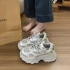 Thick-soled Silver Dad Shoes Women's Summer New Fried Street Versatile Breathable Mesh Heightening Lightweight Sports Shoes Tide