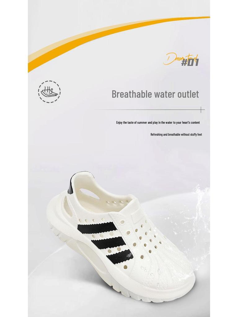 Unisex Kids' Crocs-Style Beach Sandals: Breathable, Non-Slip, Waterproof, Quick-Drying, Soft Sole, Closed-Toe, Perfect for Summer Outdoor Wear.