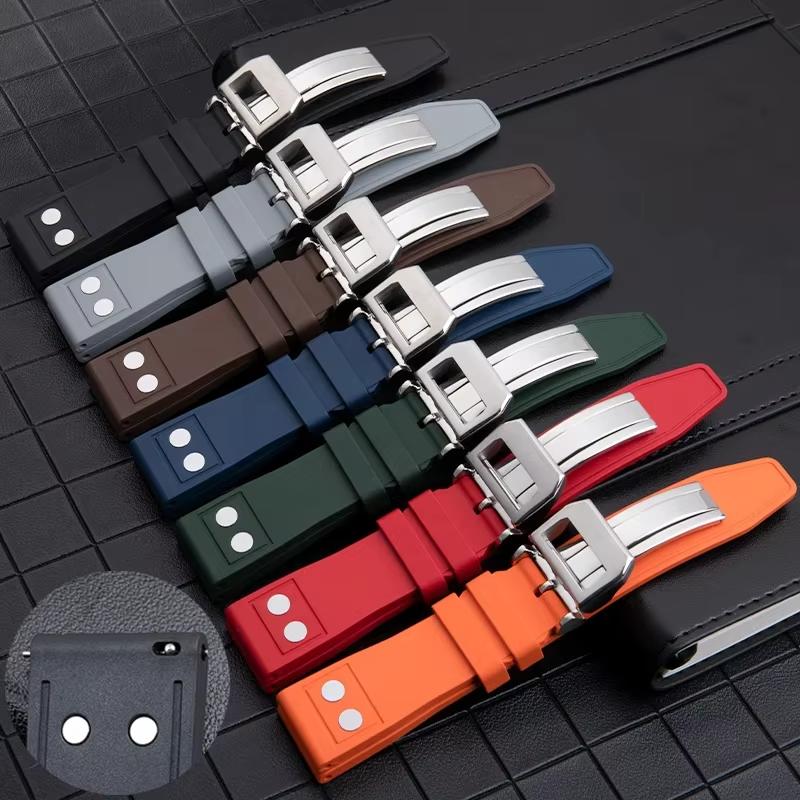 20mm 21mm 22mm Natur Weich Fluorkautschuk FKM Gummi Uhrenarmband Für IWC Armband Big Pilot Portofino TOP GUN Uhrenarmband Mit Niete