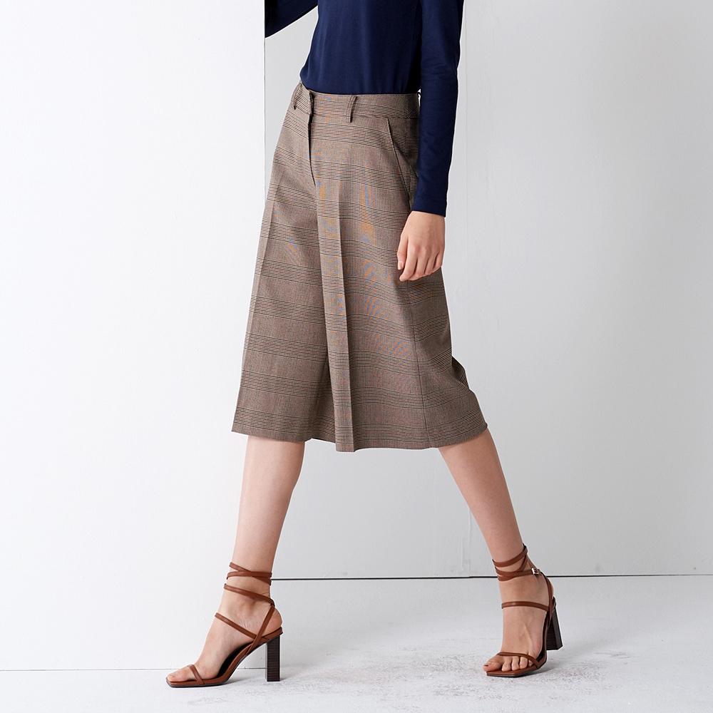 PINBLACK Check Midi Wide Pants Brown