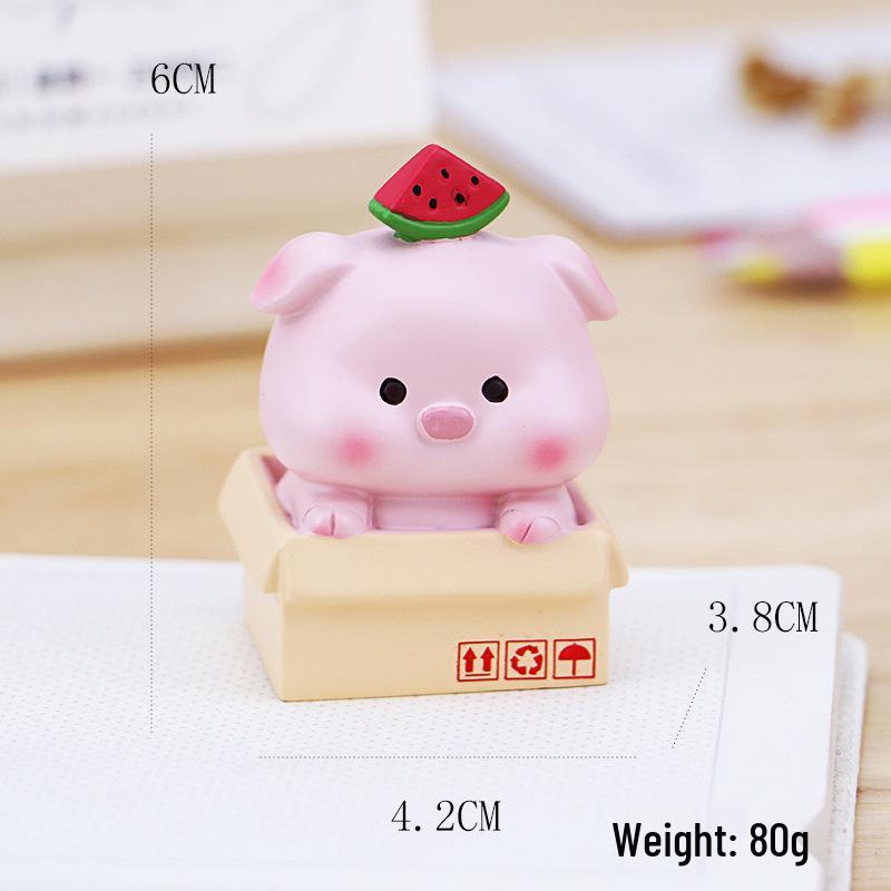 Mini Pig Car and Desktop Decoration - Creative Ornaments for Office and Car Interiors