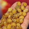 5Pcs, Energy Natural Stone Pendant with Gold Trim Accents, Stylish Handcrafted Yellow Gemstone Charms for DIY Necklace Accessories, Jewelry Making