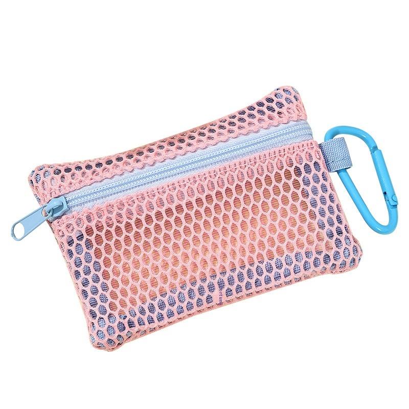 Transparent Mesh Makeup Bag Stylish Portable Cosmetic Pouch With Zipper Flat Design For Toiletries And Makeup Storage