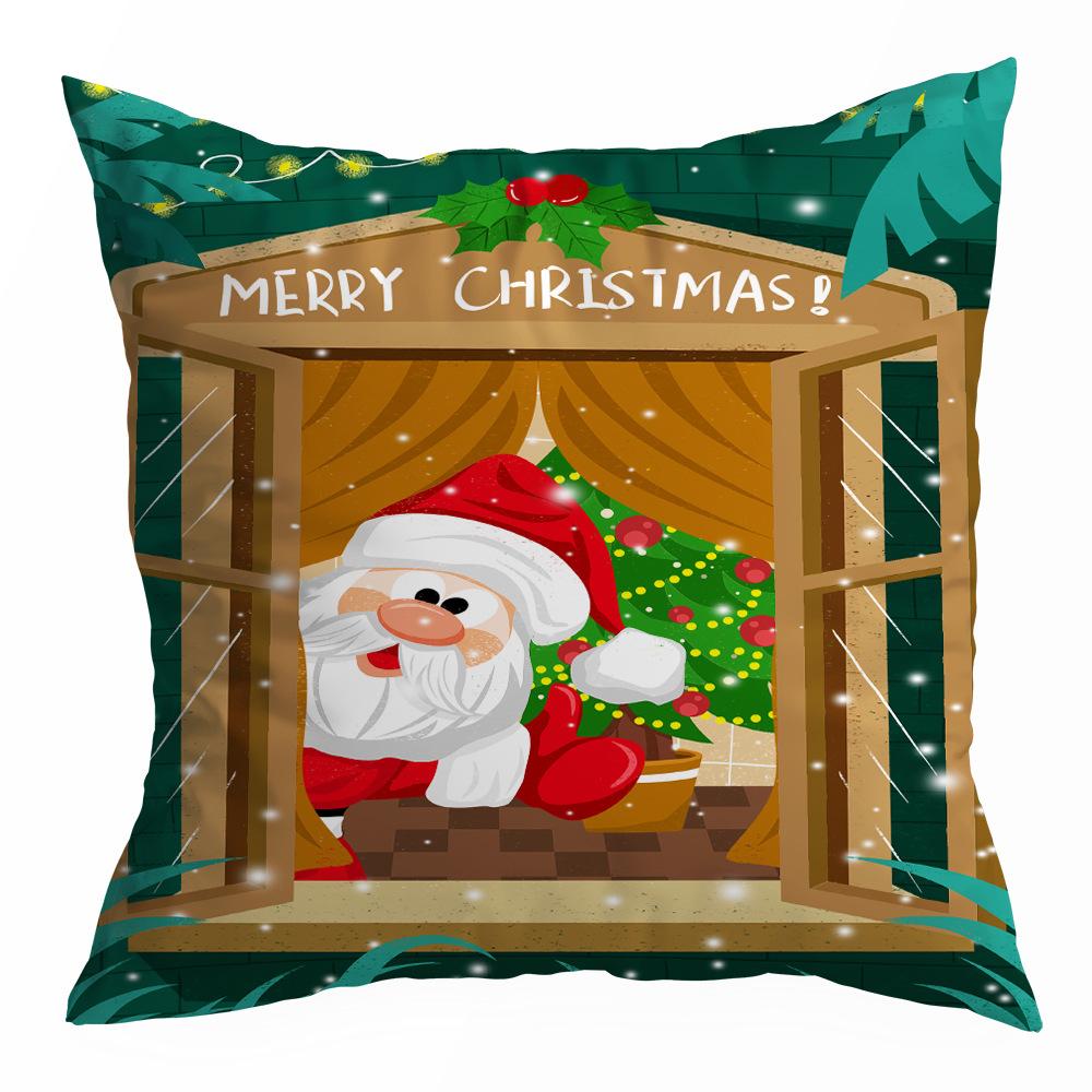 Christmas Pillowcase Cartoon Santa Claus Home Sofa Car Cushion Printed Pillowcase