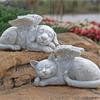 Resin Angel Dog Cat Statue Garden Decor Puppy Tombstone Sculpture Ornaments Gifts For Yard Home Decoration Living Room Supplies