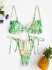 ZAFUL Tie Dye Auspicious Clouds Lettuce Trim String Bikini Swimwear