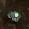 S925 Silver Stylish Green Zircon Geometric Design Open Ring Ideal For Fashion Lovers