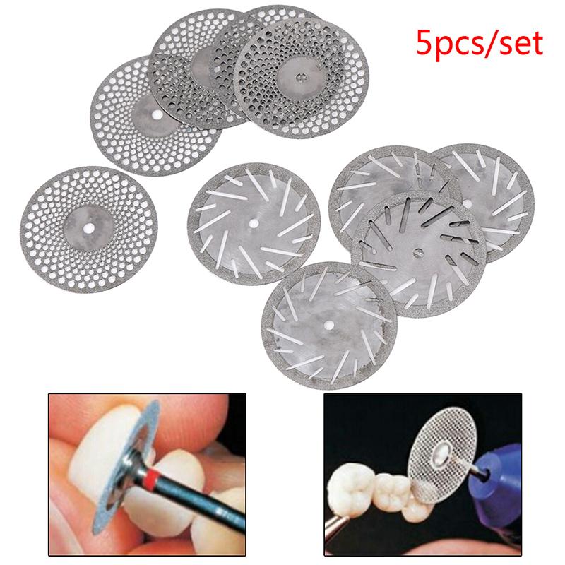 5Pcs Dental Ultra-Thin Double Sided Diamond Cutting Disc Mandrel Teeth Whitening