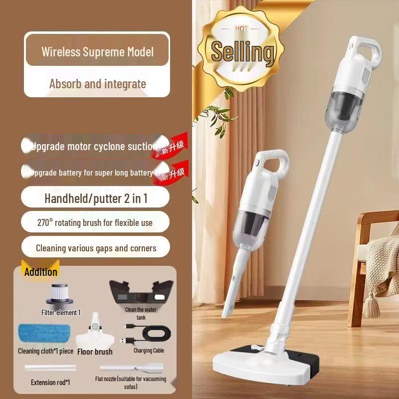 Wireless High-Suction Vacuum Mop Combo for Home, Car, and Bed - Handheld High-Power Cleaner