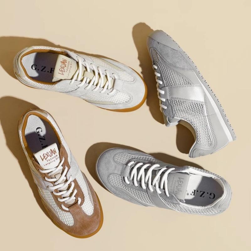 Soft leather version~ Flat-bottomed German training shoes for women's 2025 spring new models, not tired feet, mesh breathable and versatile casual For