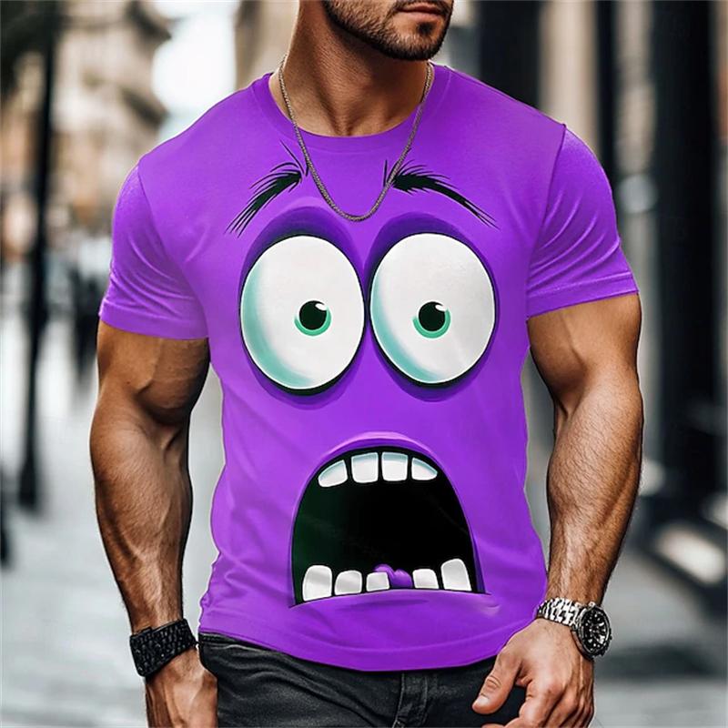 Herren Cartoon Lustiges Gesicht Grafik T-Shirt Sommer Neuheit Kurzarm T-Shirt Lässige Mode Übergroße Unisex Oberteile Party Cosplay