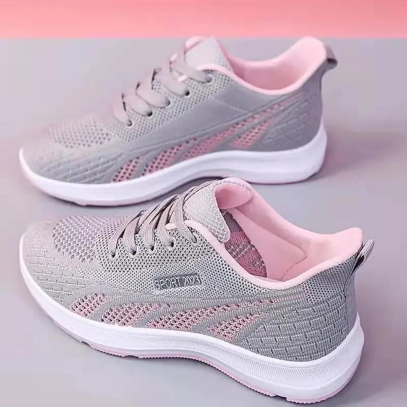Running Shoes Ladies Breathable Sneakers Summer Light Mesh Cushion Women's Sports Shoes Outdoor Lace Up Training Shoes