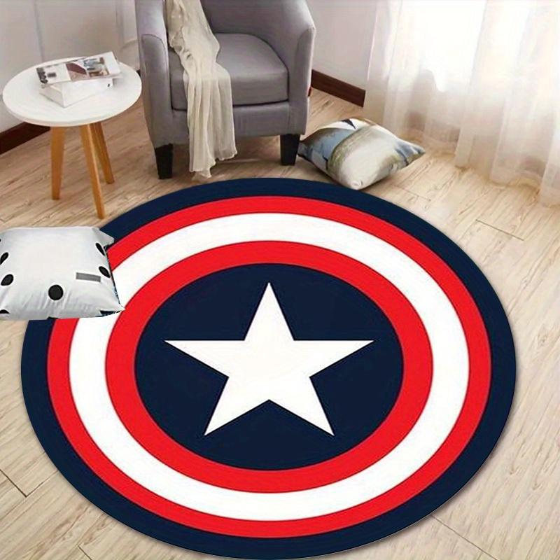 

1pc Marvel The Shield Of Captain America Round Area Rug Non Slip, Machine Washable Polyester Carpet For Living Room & Bedroom Decor 100cm