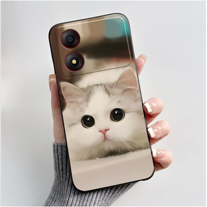 Casing For ZTE Blade A34 / A54 4G Phone Case Shell Aesthetic Cute Cat Astronaut Soft TPU Silicone Black Protective Cover Bumper