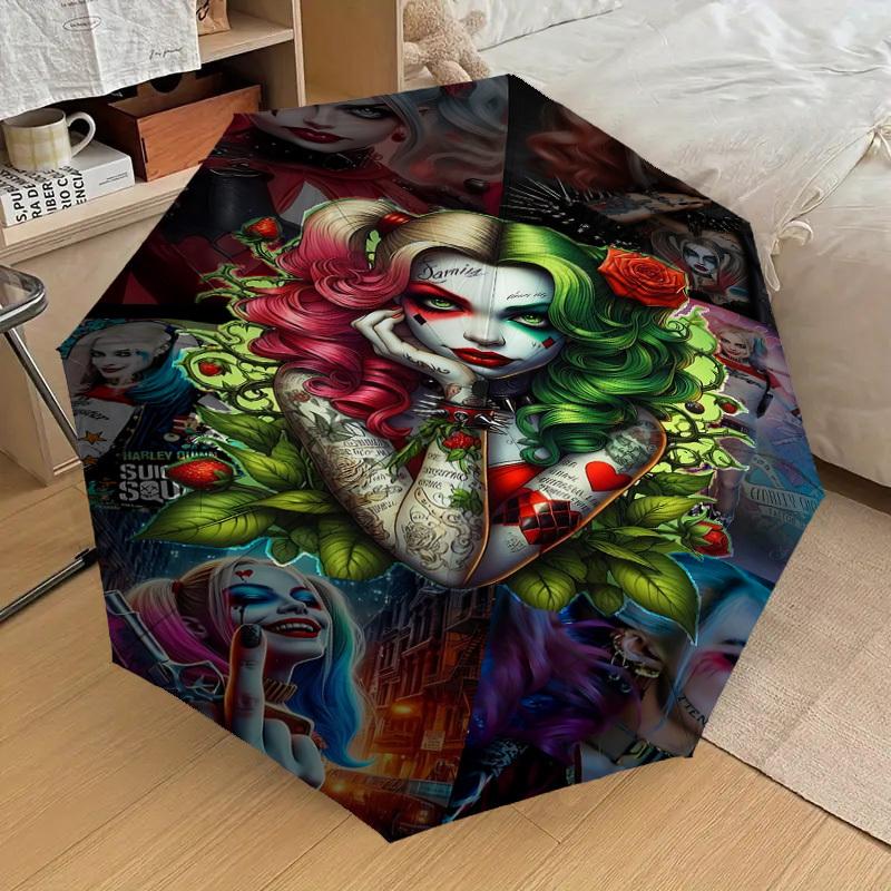 1PC Warner Tattooed Harley Quinn Umbrella-8-Rib Reinforced, Automatic Open, Lightweight & Durable-A19