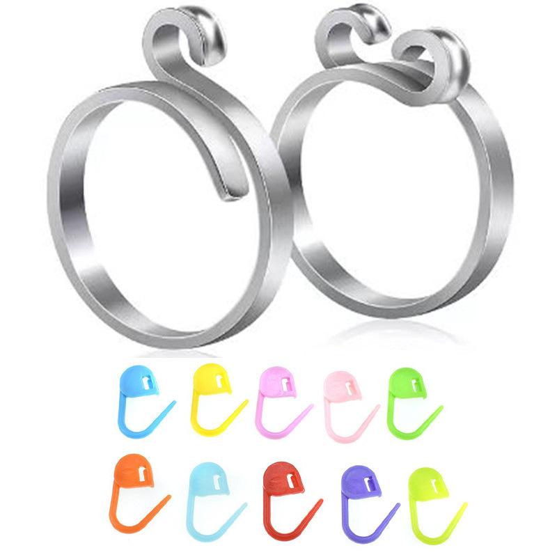 2 szt. Akcesoria do robienia na drutach 2 style Pleciony pierścień do robienia na drutach Prowadnik do włóczki Uchwyt na palec do szydełkowania Rękodzieło Akcesoria Narzędzie