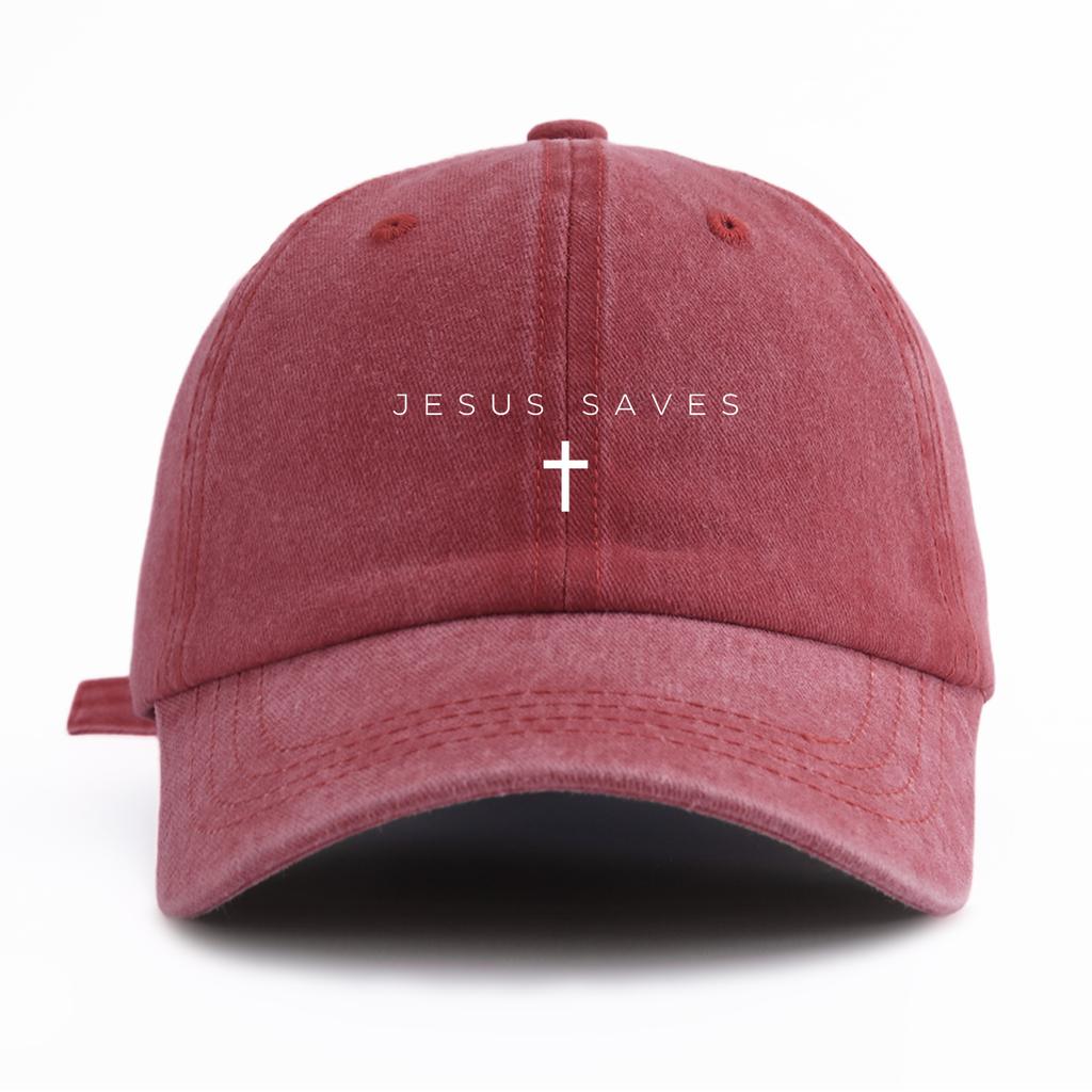 1 Stück JESUS RETTET Aufdruck Gewaschene Baseballkappe für Erwachsene Minimalistischer Retro-Stil Lässig Weich Verstellbar Papa-Hut Perfekt als Geschenk