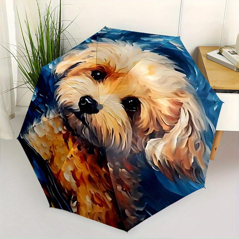 

1 шт. Милый Автоматический Открывающийся/Закрывающийся Зонт с Собакой - Милый Зонт с Милым Дизайном, Портативный Компактный 3-Складной Зонт для Мужчин и Женщин, День Святого Валентина М