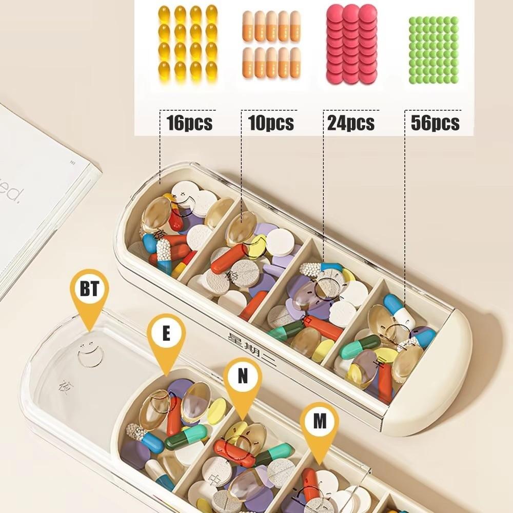 Drawer Designed 7 Day Pill Box 4 Grids Packing Box Portable Weekly Pill Organizer Box  for Elderly
