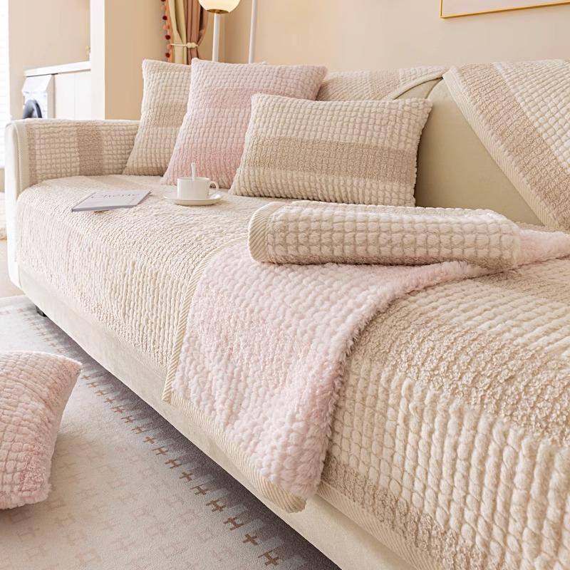 Plush Sofa Cushion Winter New Thickened Non-Slip Cushion Simple Modern Leather Sofa Cover Cover Cloth