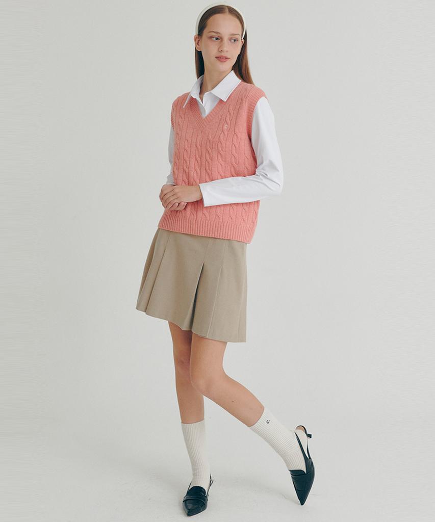 CLOVE [22Fw Clove] Wool Pleated Skirt (Beige)