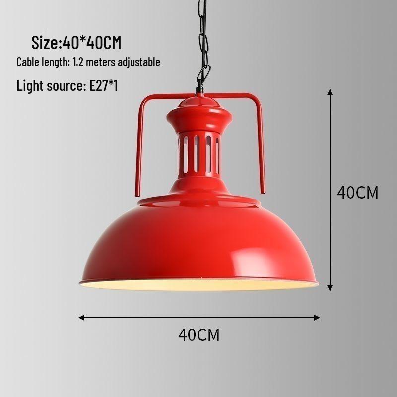 Red Retro Nordic Industrial Chandelier - Ideal for Milk Tea Shops, Bars, Restaurants, and Cafes.