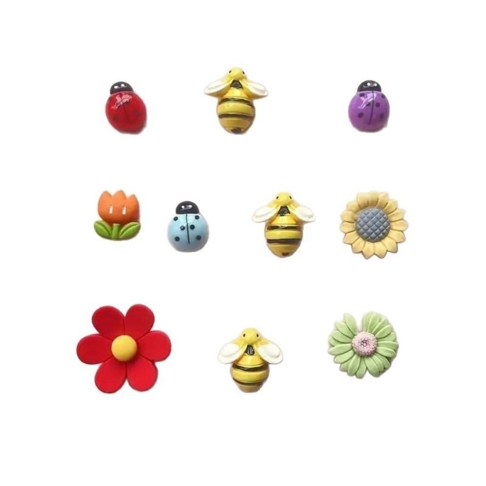 

10pcs Colorful Flower Fridge Magnets Oval Shape Tulip Refrigerator Magnet Sunflower Decoration Insect Refrigerator Sticker