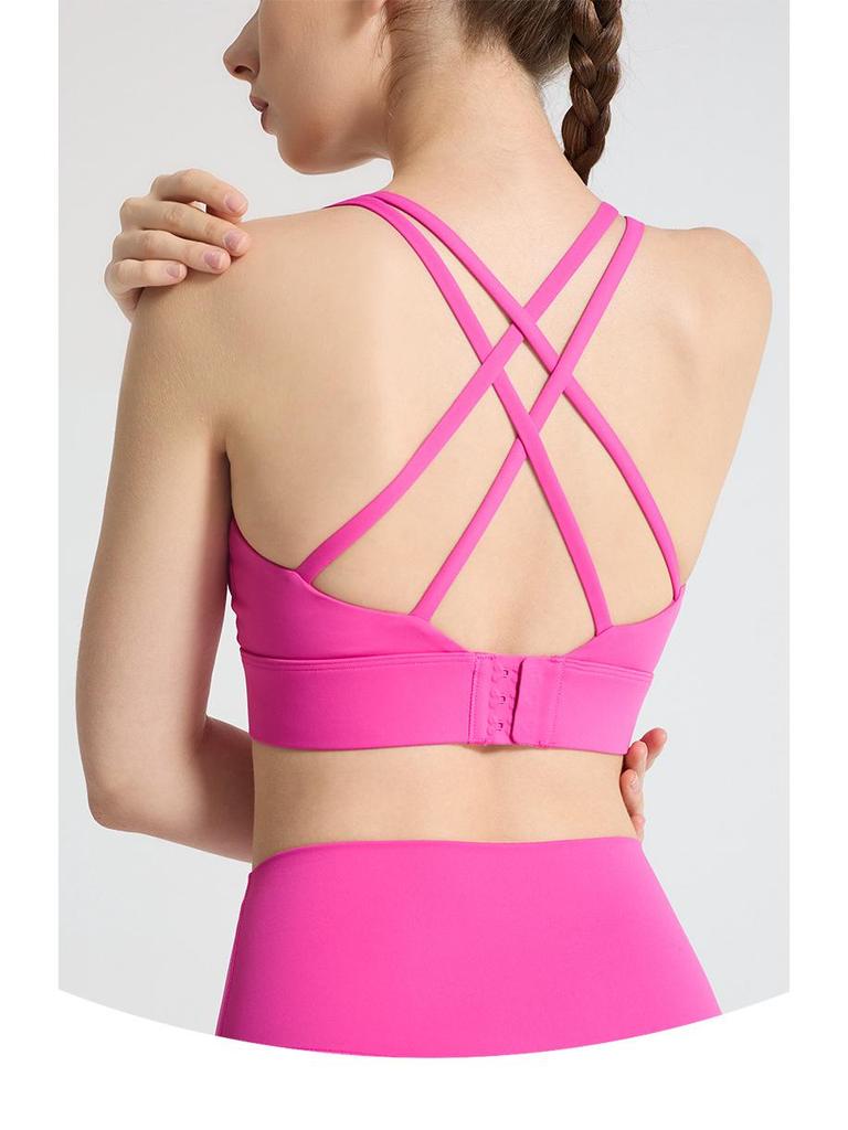Women's Seamless Cross Back Sports Bra - Shockproof Yoga & Fitness