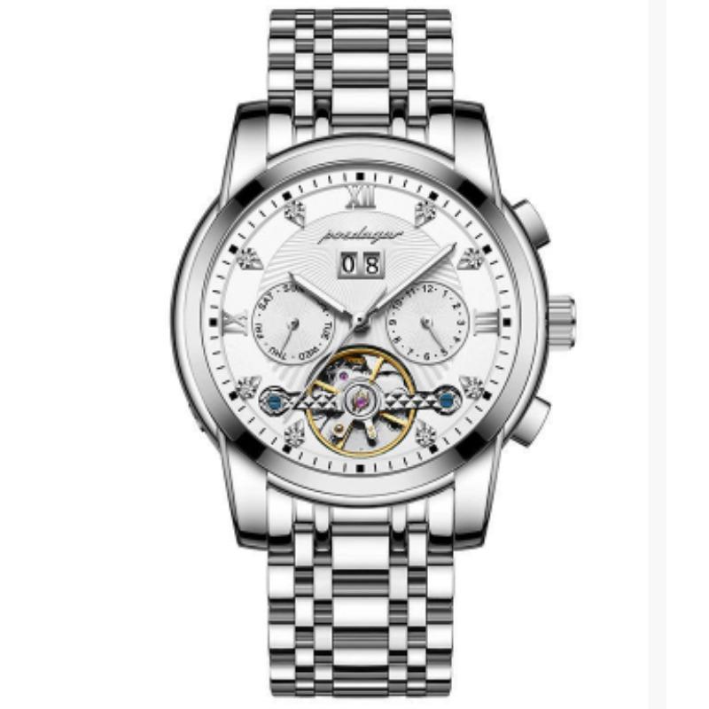 Novo Relógio Mecânico Automático Masculino À Prova D'água Luminoso Calendário Relógio Roda Voadora Estilo Empresarial Sem Fecho