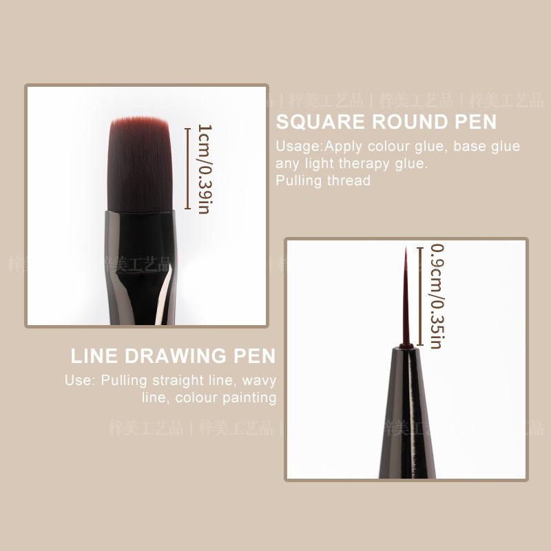 Dual-Ended Nail Art Brush - Multipurpose Line & Builder with Round Head, Japanese Base Coat