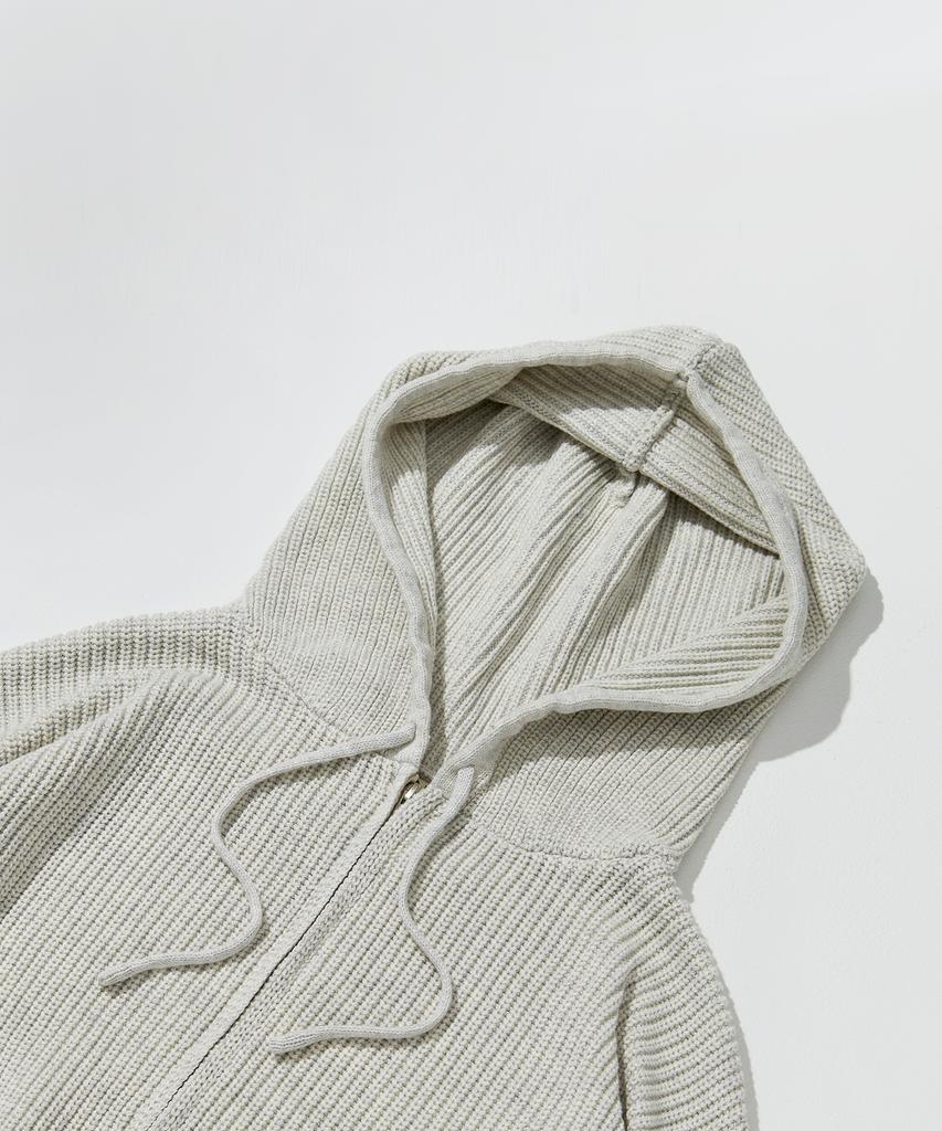 GLW Oversized Hajji Two-Way Hooded Zip-Up Knit Oatmeal