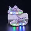 Glowing 2025 Spring/Autumn Light-Up Velcro Sports Shoes for Girls - Cartoon Design and Running Comfort