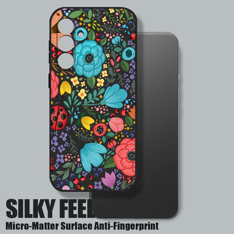 Weiche TPU-Hülle für Samsung Galaxy S25 S22 S23 S24 Ultra S24 FE A56 A55 A53 A54 A15 A16 A36 5G Marienkäfer Blumen Bedruckte Handyhülle