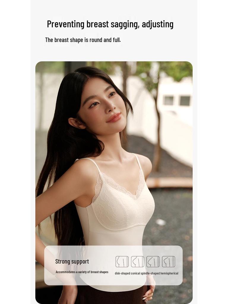 Retro V-Ausschnitt Spitzen-Camisole Push-Up Weste – Französische Mode Vielseitiges Damenoberteil