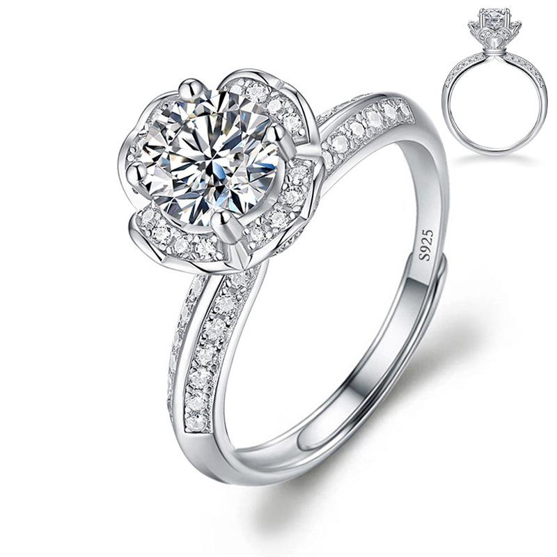 Imitation Diamond Ring For Women Girls Adjustable Opening Finger Ring Senior Exquisite Jewelry Wedding Bride Accessories