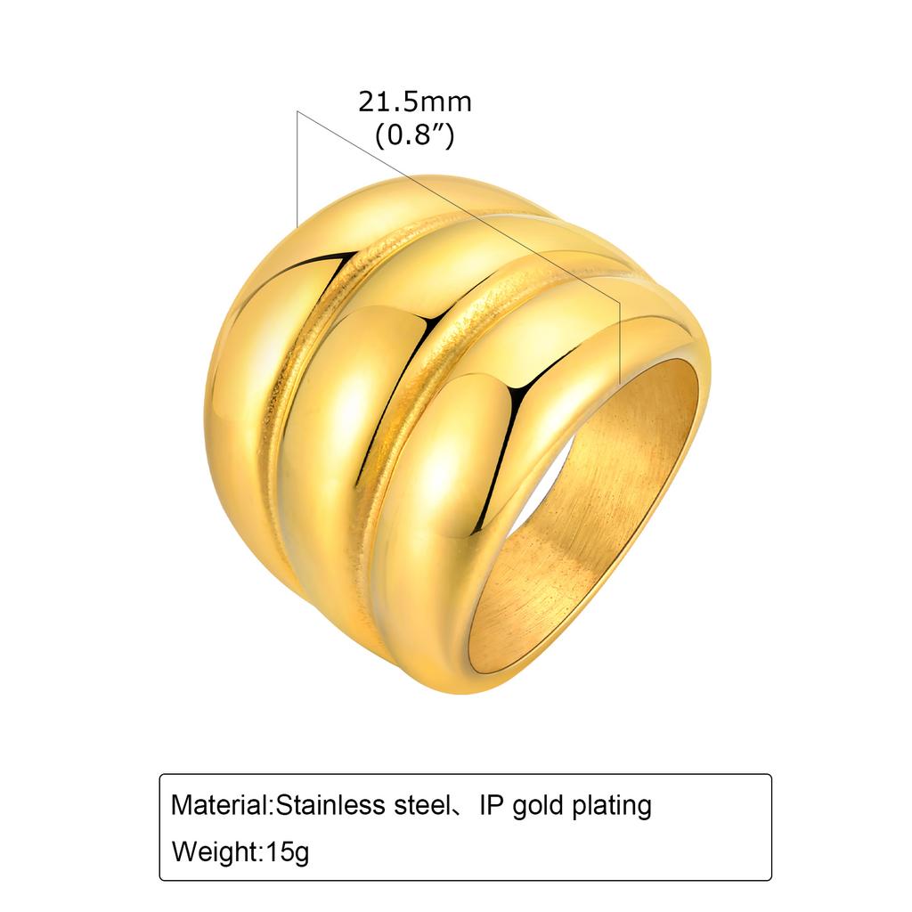 Multilayer Geometric Rings for Couples Vintage Creative Gold Color Ring Party Jewelry Gift Stainless Steel Personalized Design
